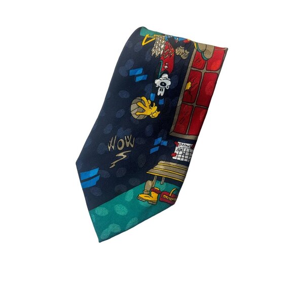 Vintage Mickey Unlimited Disney Necktie Tie Blue Goofy Playing Basketball Mens - Picture 4 of 8
